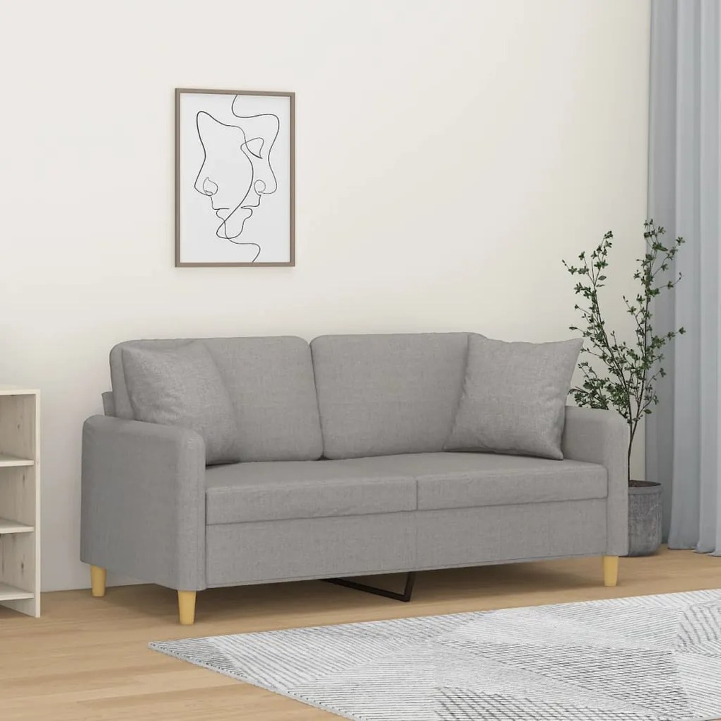 3153137 vidaXL Canapea cu 2 locuri cu perne&pernuțe gri deschis 140 cm textil