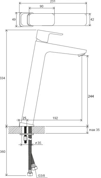 Ravak X070130 - Baterie lavoar FREE 33,4 cm crom lucios