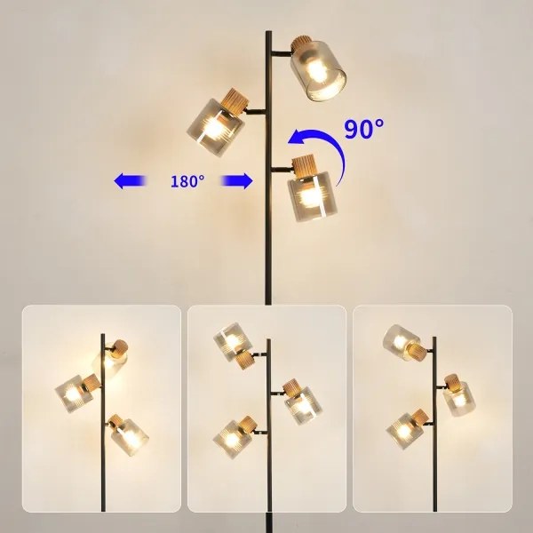 Brilagi - Lampadar HYGGE 3xE14/15W/230V lemn de cauciuc/fumuriu