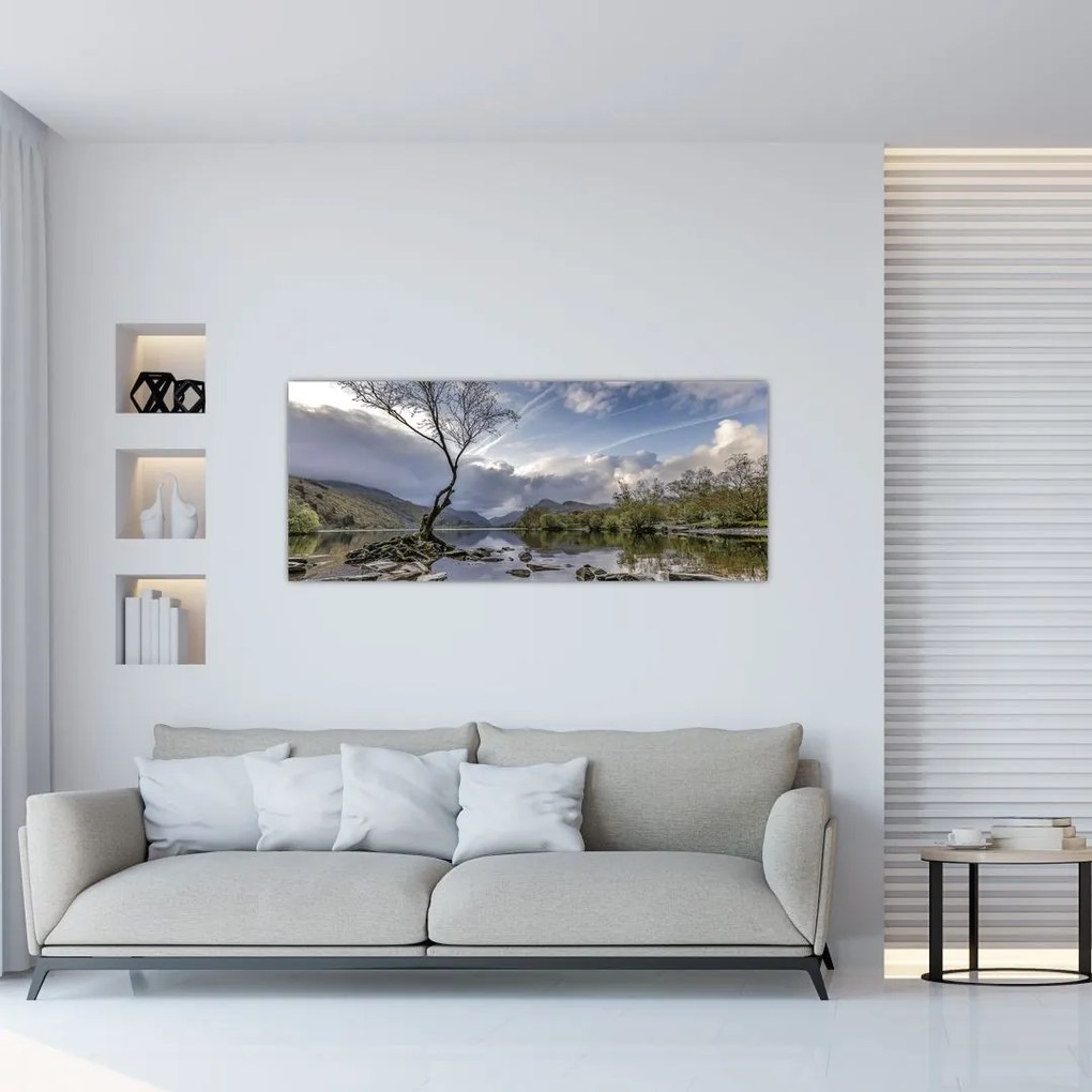 Tablou cu râu și copac (120x50 cm)