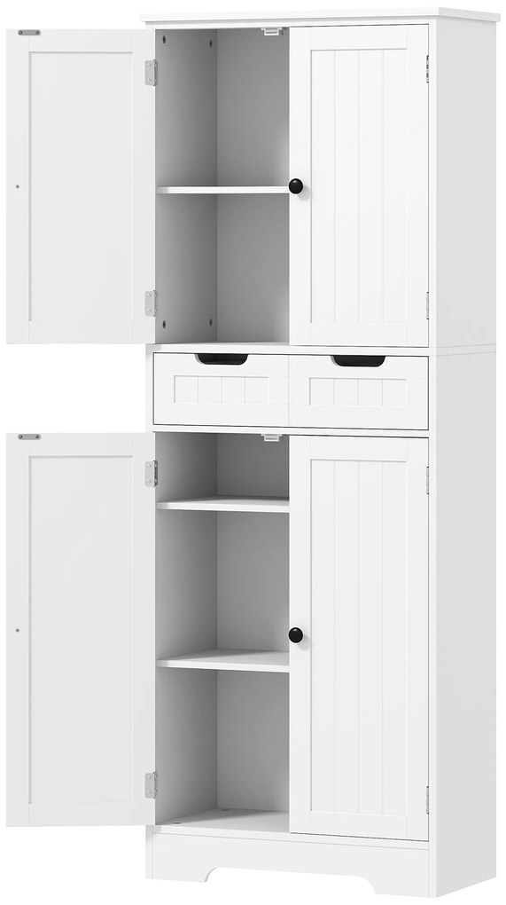 HOMCOM Mobilier de baie cu sertar, dulap cu uși, raft reglabil, 60 x 30 x 160 cm, alb | Aosom Romania