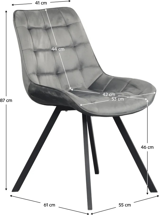 Scaun de sufragerie, ţesătură Velvet gri închis/negru, SAMIRA