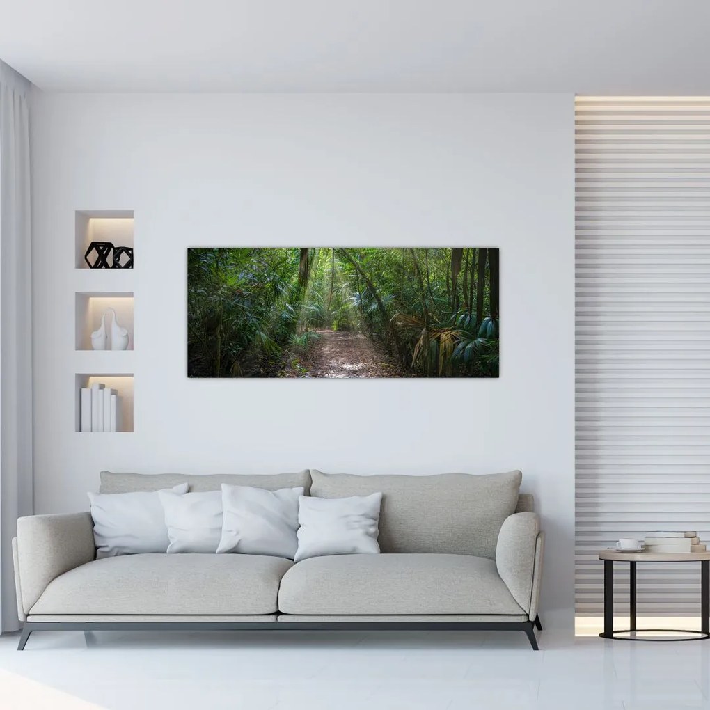Tablou - Razele solare în junglă (120x50 cm)