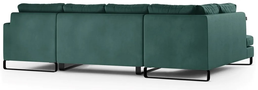Canapea verde inchis in forma de U, CORNI, deschisa
