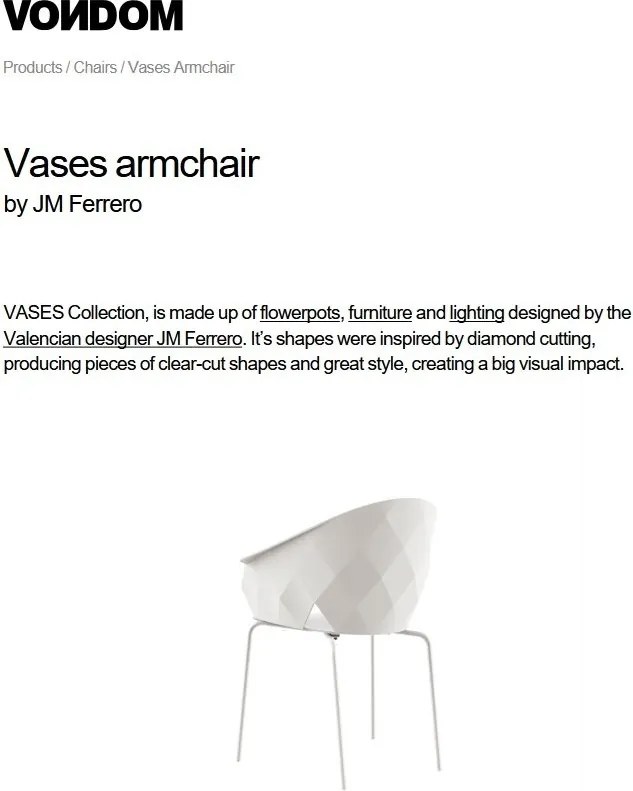 Set de 4 Scaune moderne cu brate de exterior / interior design premium VASES ARMCHAIR 47070 Vondom