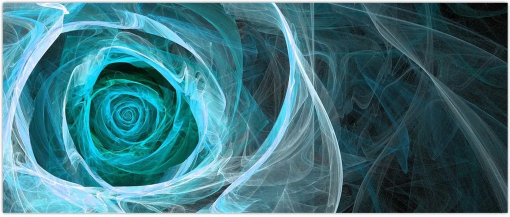 Tablou - Abstract trandafir albastru cu fundal negru (120x50 cm)