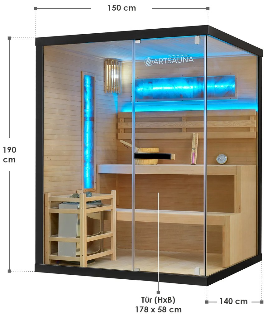 Vnútorná sauna Vantaa 150 so soľnými kameňmi