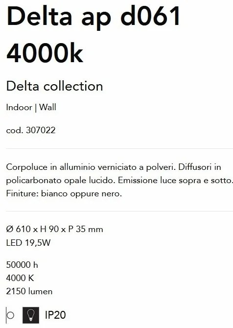 Aplica LED iluminat ambiental Delta ap d061 4000k