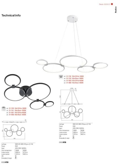 Redo 01-1742 - Lustră LED pe cablu RADIUS LED/45W/230V alb