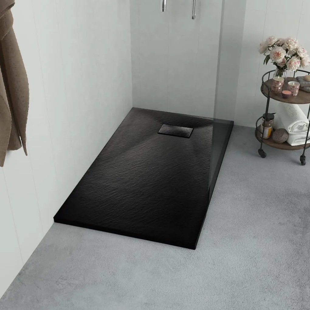 144781 vidaXL Cădiță de duș, negru, 100 x 80 cm, SMC