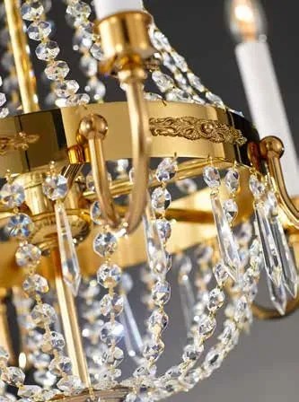 Candelabru clasic din alama decorat cu cristale Asfour Empire dia 62cm, 24K gold plated
