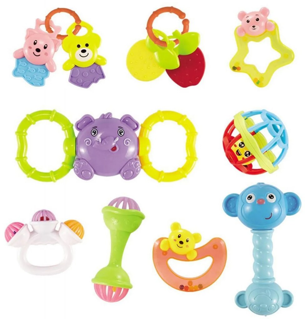 Set 4 Jucarii Zornaitoare Pentru Dentitie NOVOKIDS Baby Teethers, Multicolor