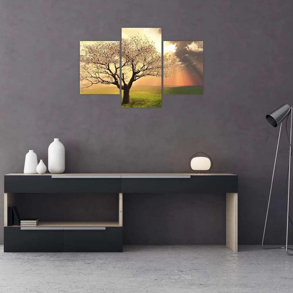 Tablou cu copac pe luncă (90x60 cm)