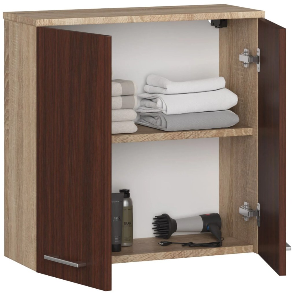 Dulap de baie suspendat Farid TYP5 (Stejar sonoma + wenge). 1069549