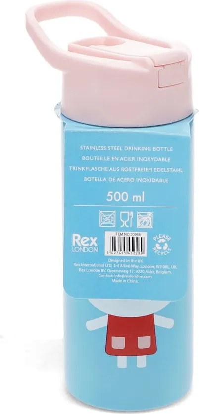 Sticlă pentru copii albastru-deschis din oțel inoxidabil 500 ml Lottie &amp; Friends – Rex London