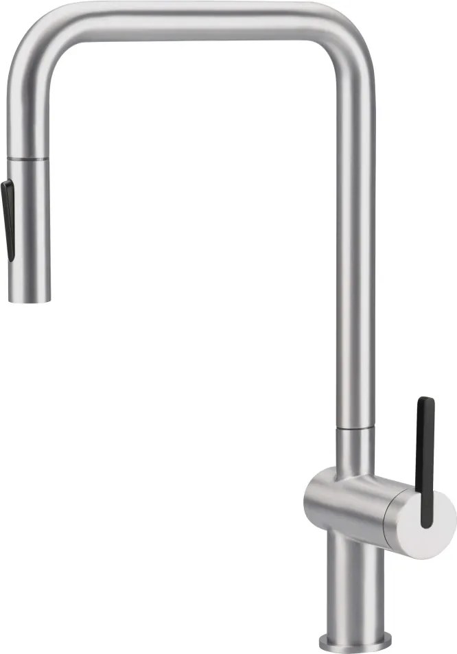 MOMI Baterie Bucătărie cu Pipă Extractibilă – Oțel Șlefuit (BKM_F73N)