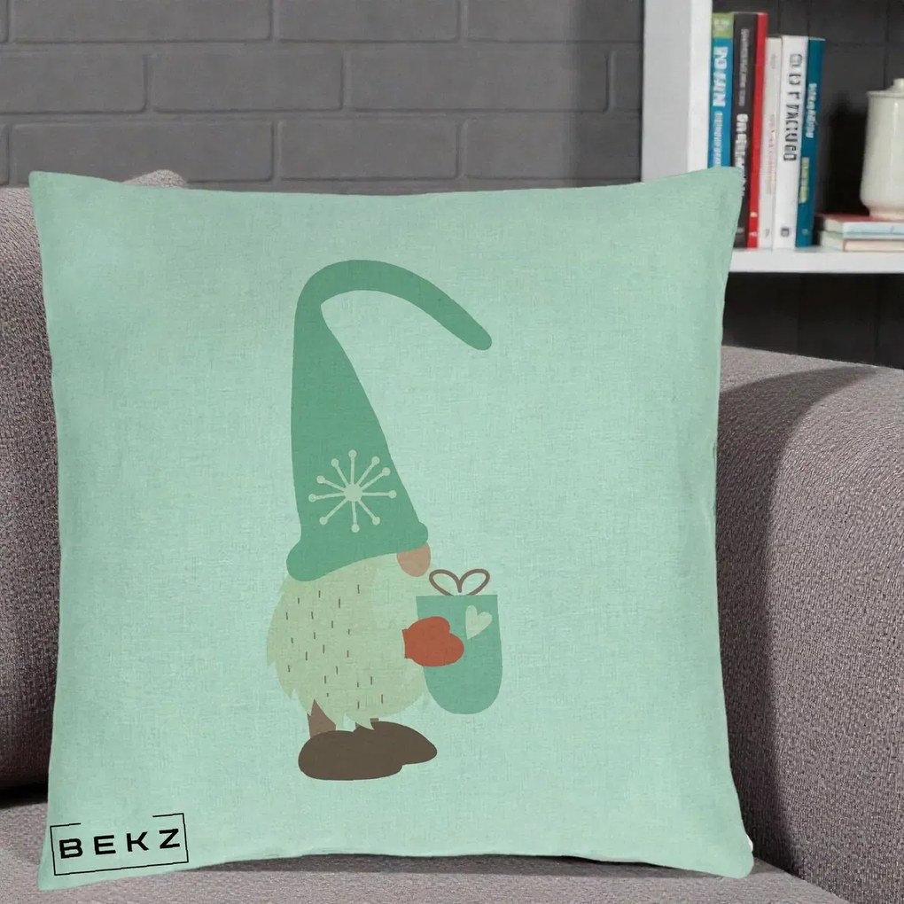 Perna Decorativa Gnom Nordic cu Cana Calda Menta, 40x40 cm, Verde Menta, Husa Detasabila, Perna Inclusa, BEKZ®