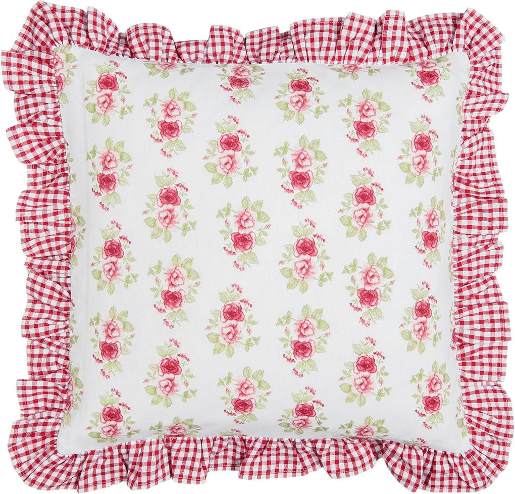 Fata de perna bumbac Red Flowers 40 cm x 40 cm