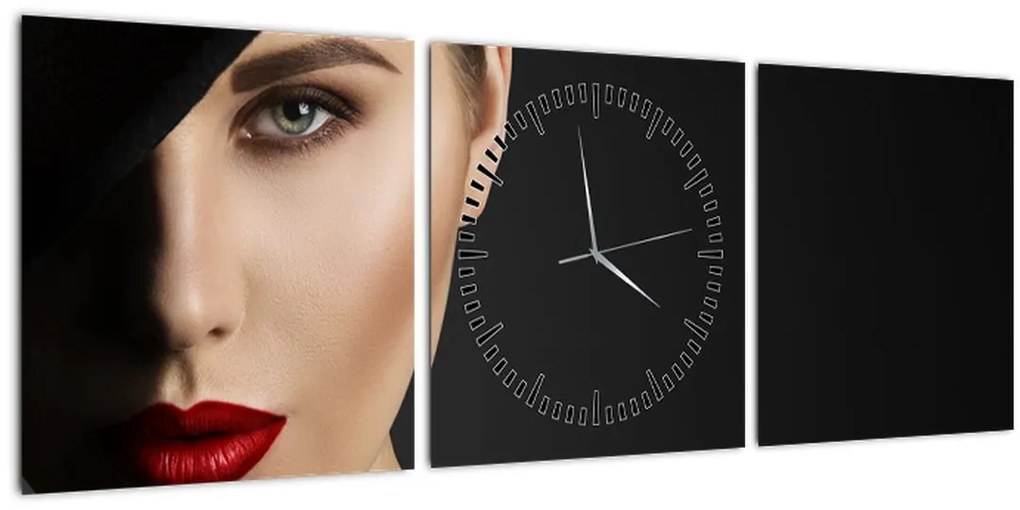 Tablou - Portretul femeii cu pălărie (cu ceas) (90x30 cm)