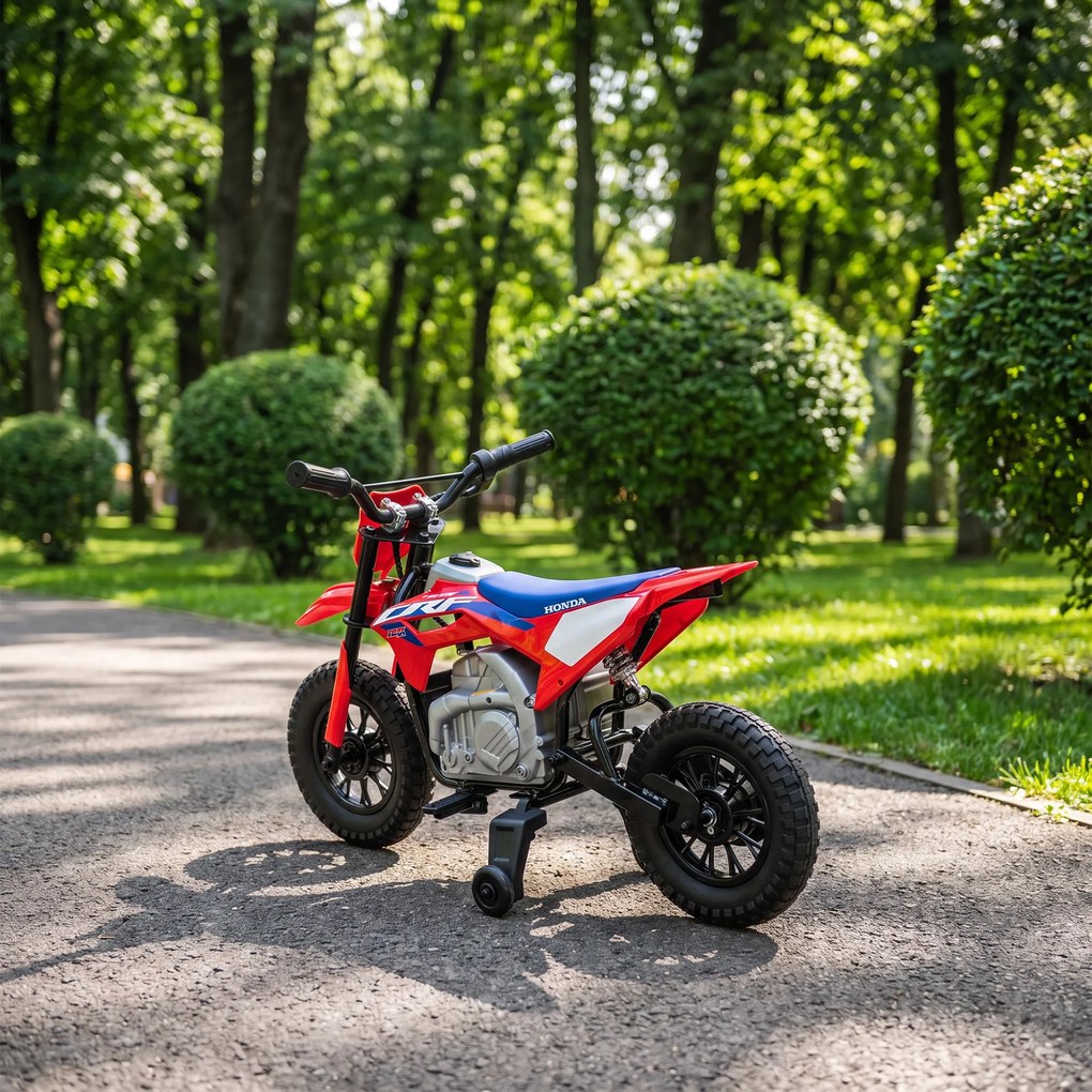 AIYAPLAY Motocicletă electrică pentru copii 3+ ani, Honda CRF 450R cu licență, 12 V, baterie cu litiu, suspensie, roșu | Aosom Romania