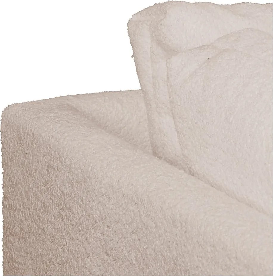 Colțar bej cu tapițerie din stofă bouclé (cu colț pe partea stângă) Ariella – Ropez