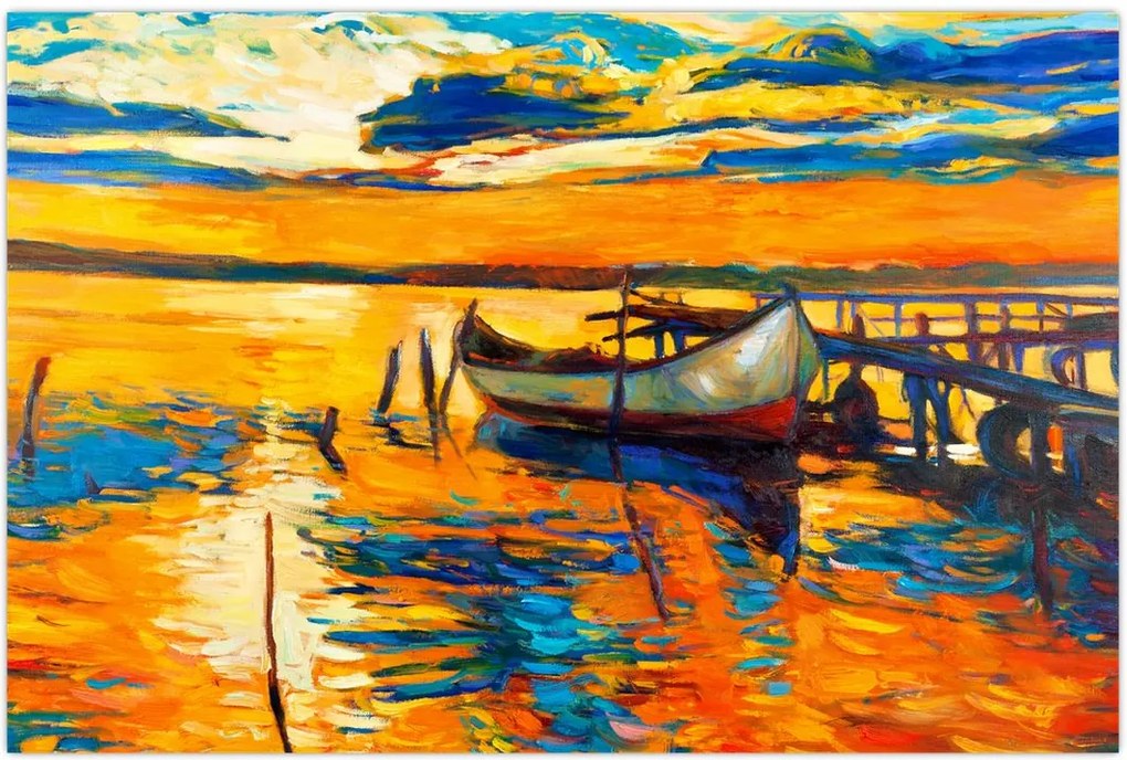 Tablou - Barca la apus de soare (90x60 cm)