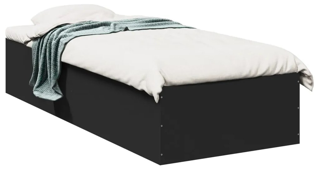 vidaXL Cadru de pat, negru, 90x190 cm, lemn prelucrat