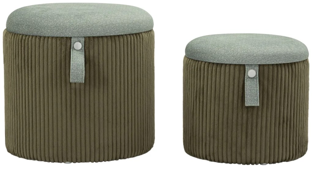 Mauro Ferretti Puff cu Depozitare Bolzano Verde Set 2 Buc cm Ø 38x38-32x27 | Aosom Romania