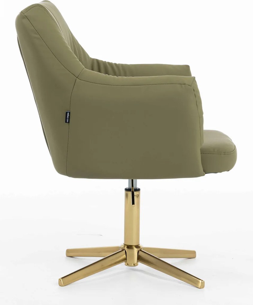 HR840CROSS Scaun Khaki Piele Ecologica Premium Soft cu Bază Aurie