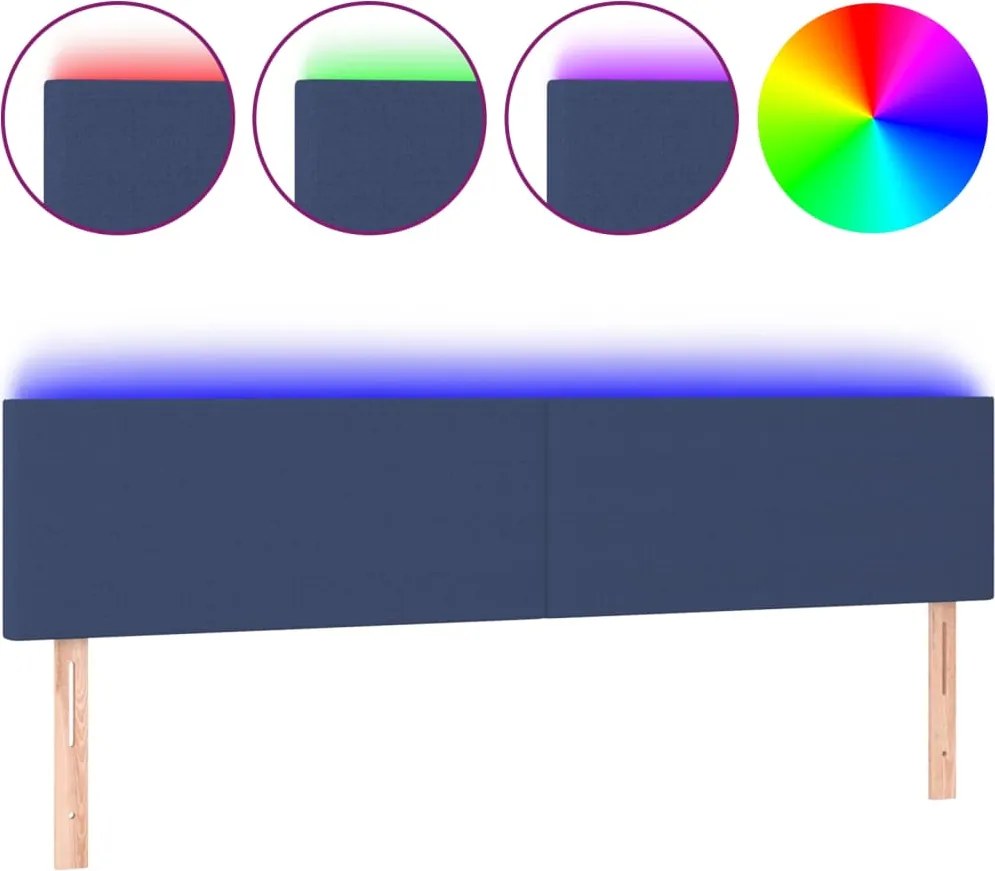 vidaXL Tăblie de pat cu LED, albastru, 180x5x78/88 cm, textil