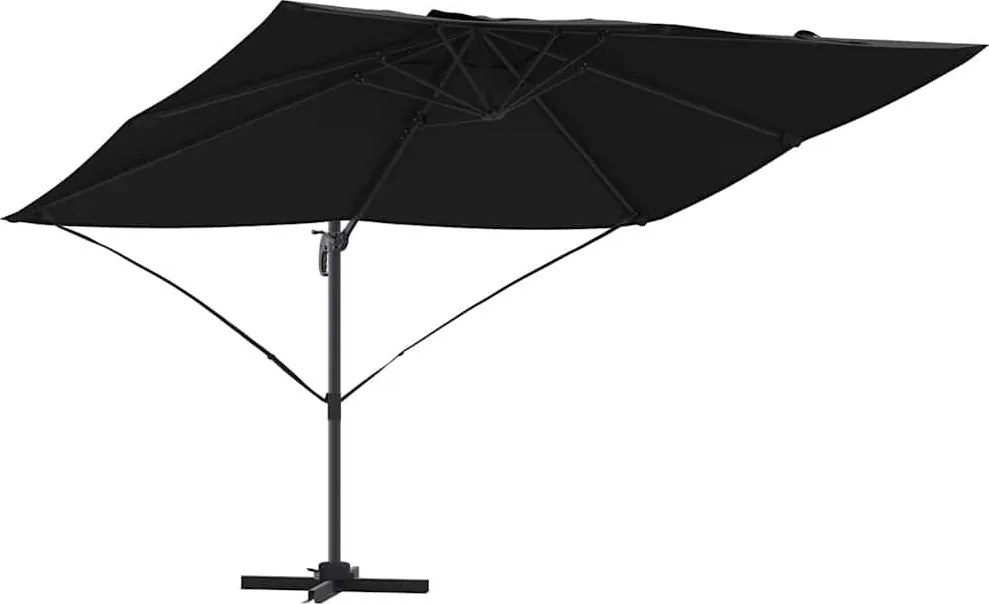 vidaXL Umbrelă de soare Negru 351 x 250 x 260 cm Poliester și Aluminiu