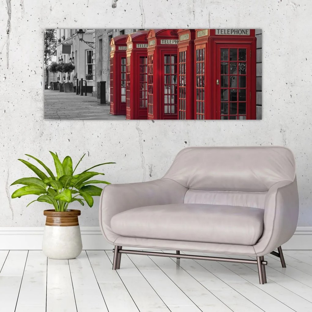 Tablou - Cutii telefonice din Londra (120x50 cm)