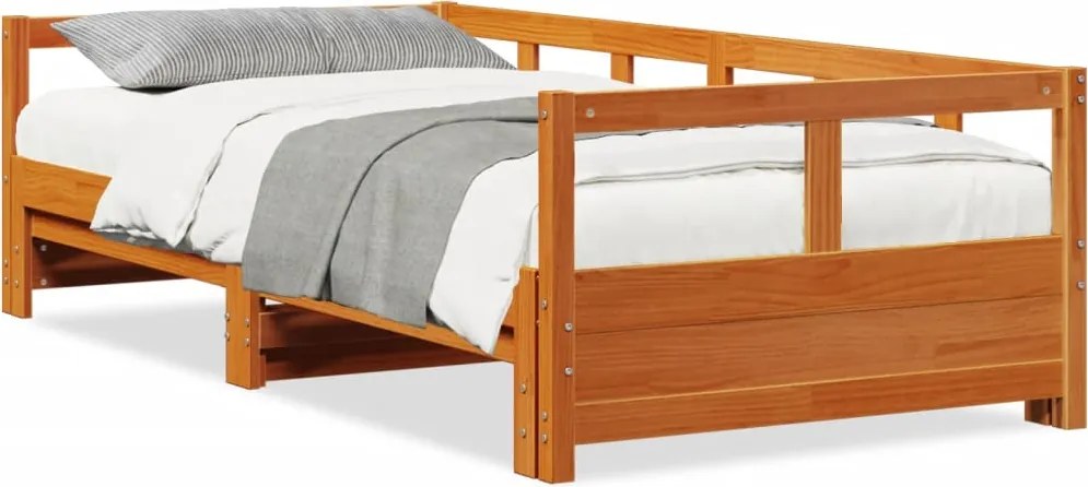 vidaXL Pat de zi fără saltea, maro ceruit, 90x200 cm, lemn masiv pin