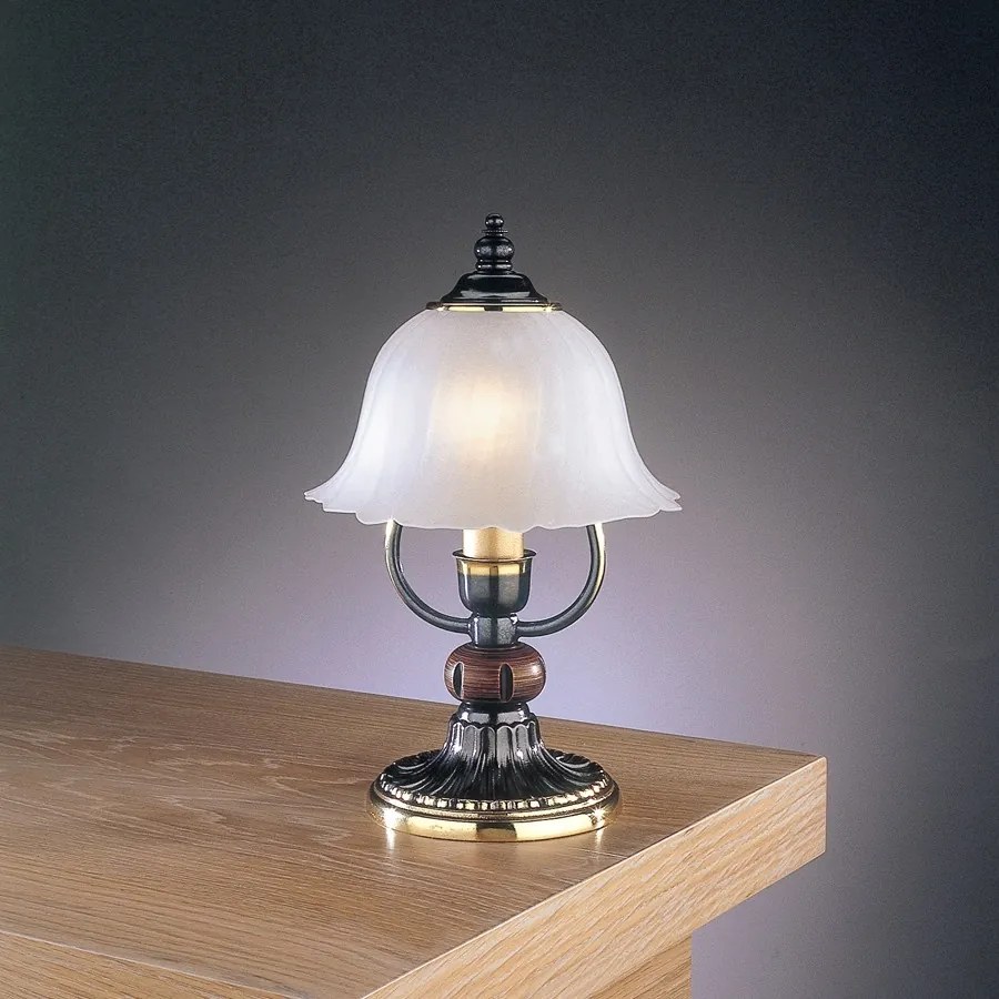 Veioza / Lampa de masa design italian din alama cu lemn 2700