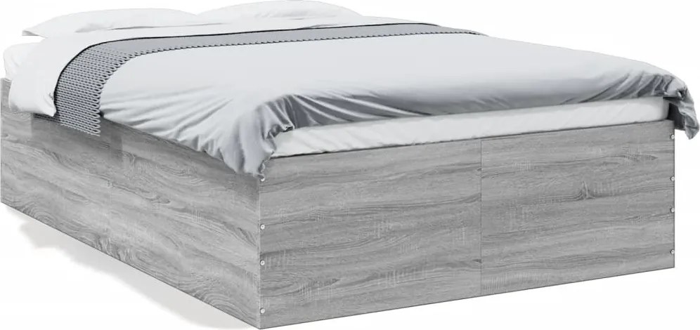 vidaXL Cadru de pat, gri sonoma, 120x190 cm, lemn prelucrat