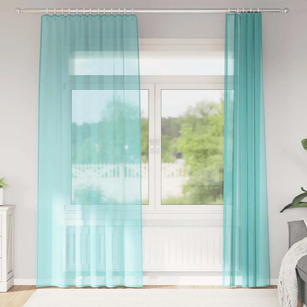vidaXL Perdele Voile cu buzunare pentru bare 2 buc Turcoaz