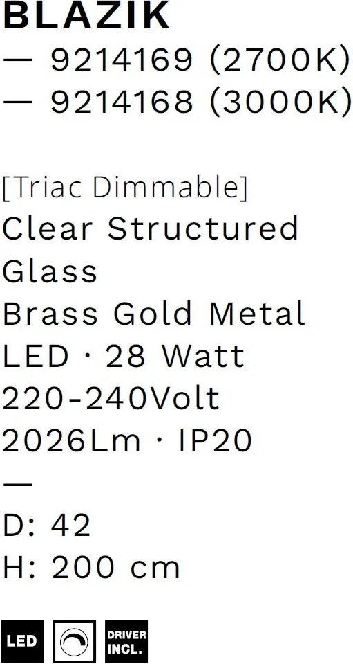 Lustra LED design decorativ 3000K BLAZIK D-42cm