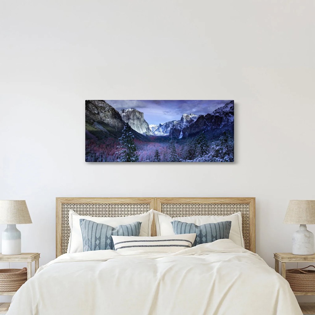 Tablou cu peisaj montan iarna (120x50 cm)