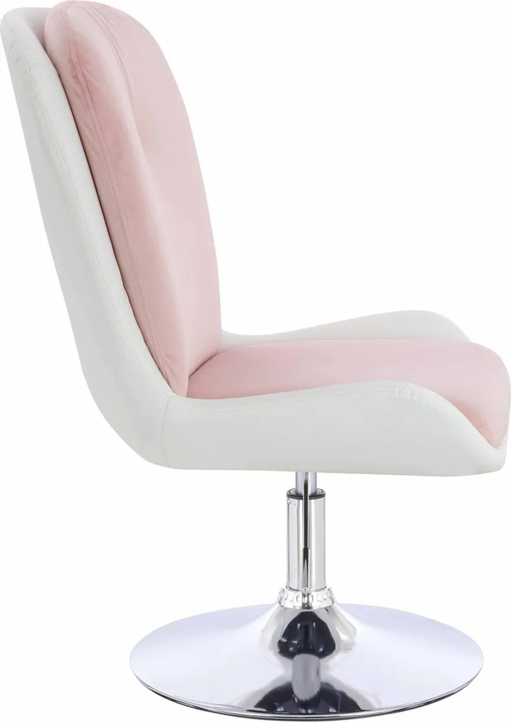 HR690N Scaun Velvet&amp;soft Piele Pu Roz Pudră/Alb Bază Cromata