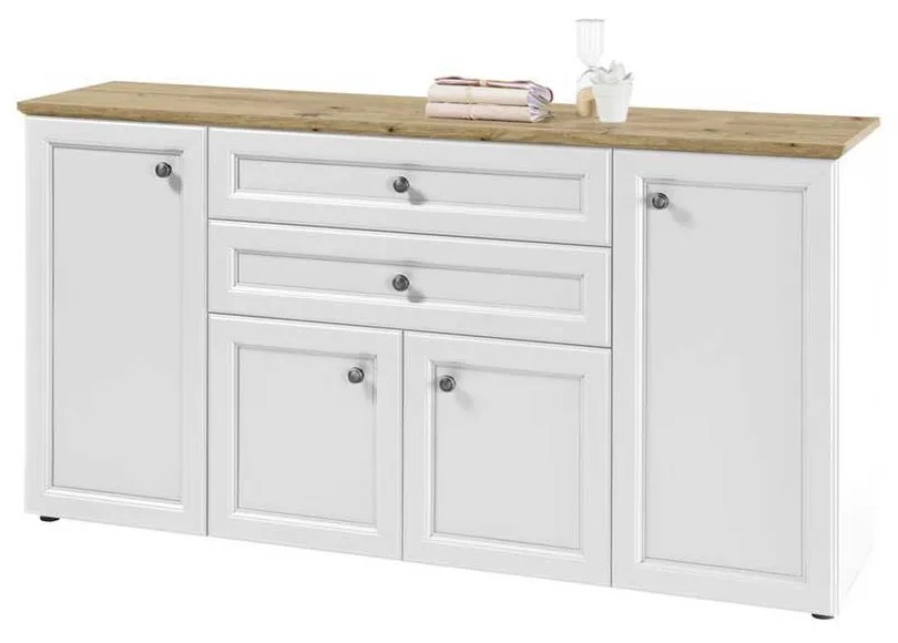 COMODA FIRENZE, 187X45X97 CM, 4 USI, 2 SERTARE, CULOARE ALB, MDF