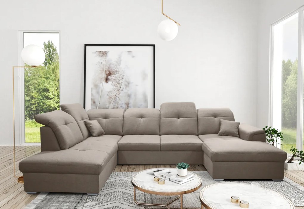 Supermobel Canapea in forma de U DAVIO, 320x85-104x204/156, sawana 27, stanga
