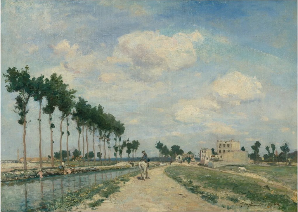 Tablou pe sticlă - Johan Barthold Jongkind, The Towpath, reproducere (70x50 cm)