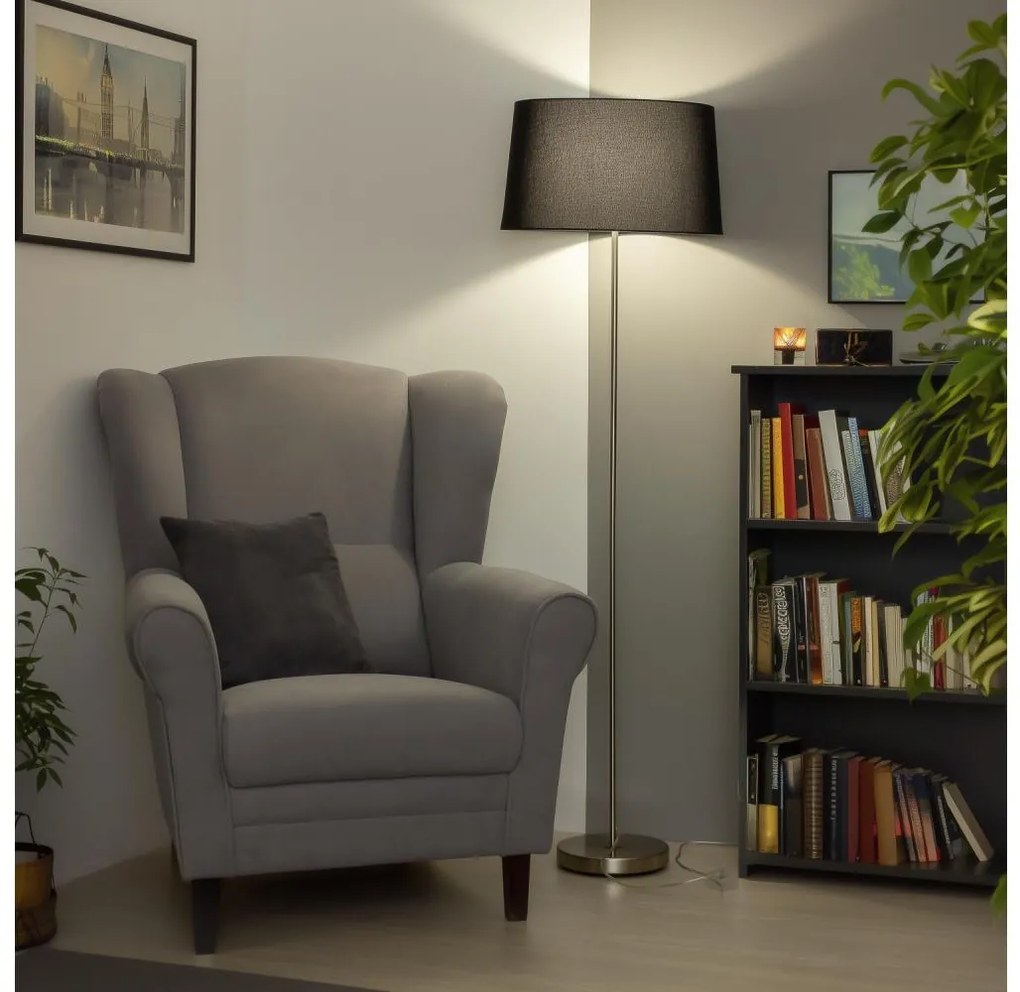 Brilagi - Lampă de podea LED CERIA 1xE27/40W/230V Ø 45 cm negru/crom mat