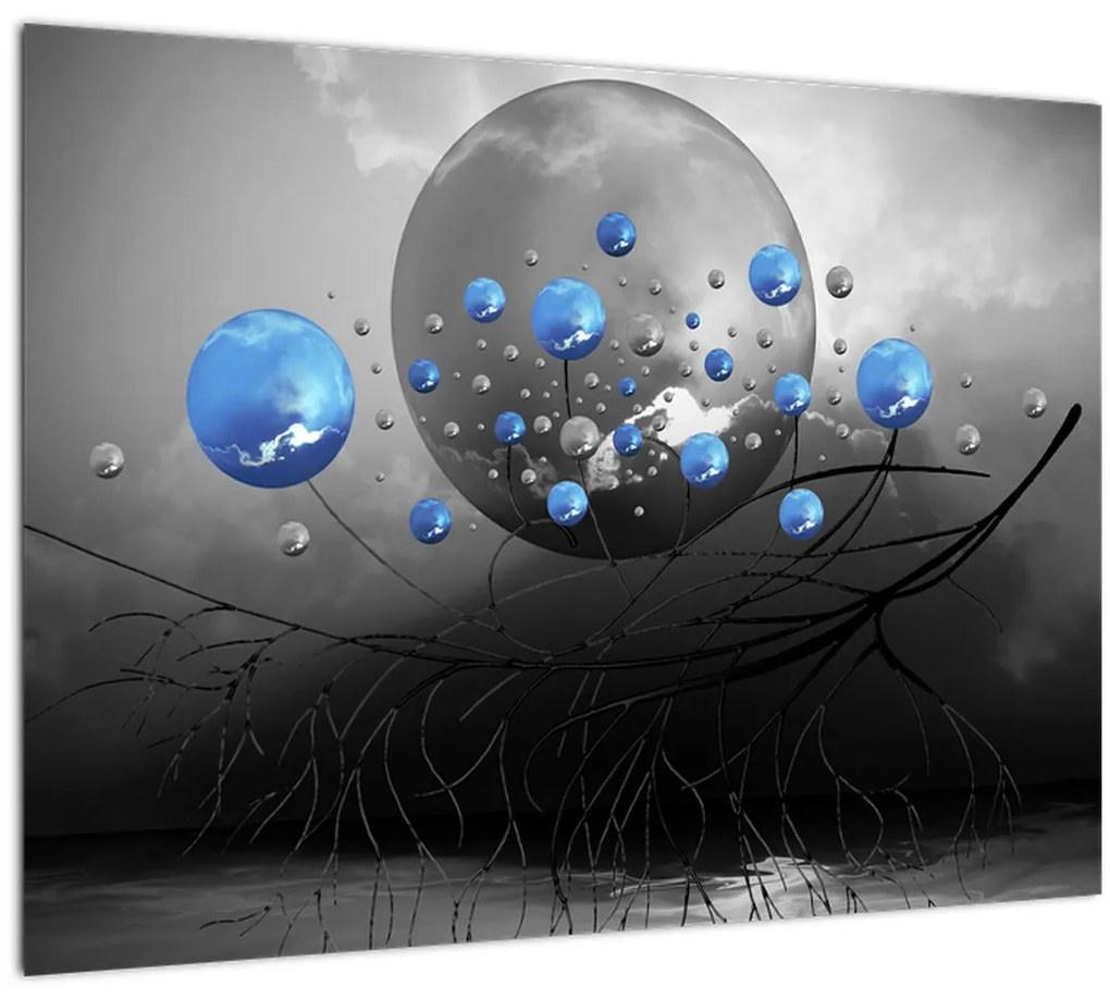 Tabloul cu bile abstracte albastre (70x50 cm)