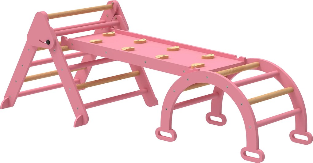 AIYAPLAY Cadru de escaladă pentru interior, 7 în 1 triunghi de escaladă pliabil cu tobogan, arc de cățărare | Aosom Romania