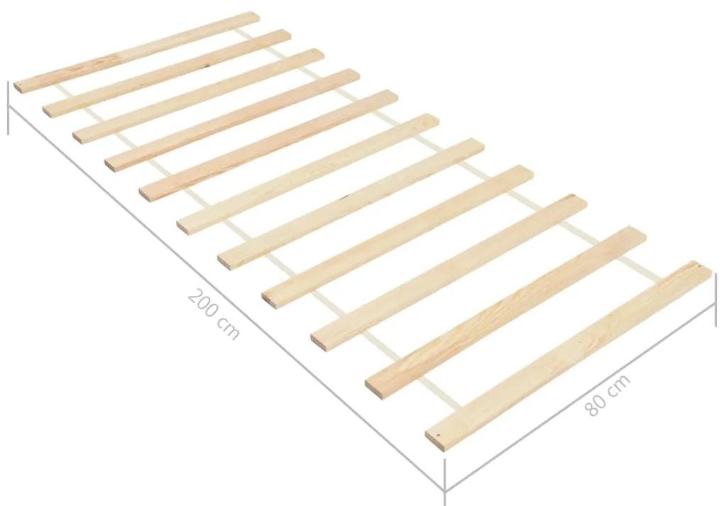 Baza de pat rulabila cu 11 sipci, 80x200 cm, lemn masiv de pin
