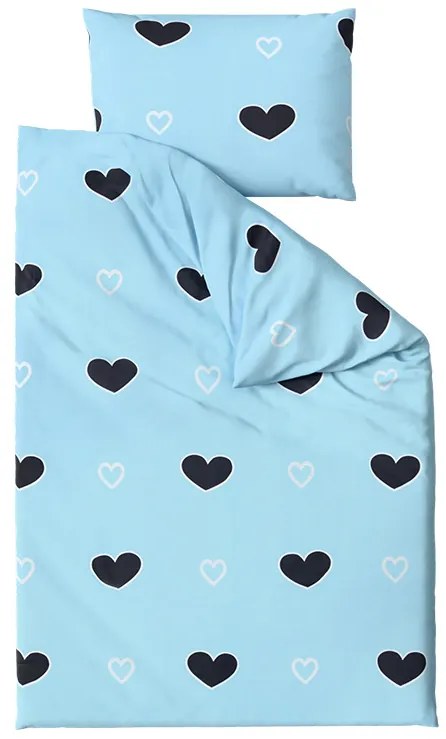 Lenjerie de pat din bumbac albastru CORAZON Dimensiune lenjerie de pat: 70 x 90 cm | 140 x 200 cm