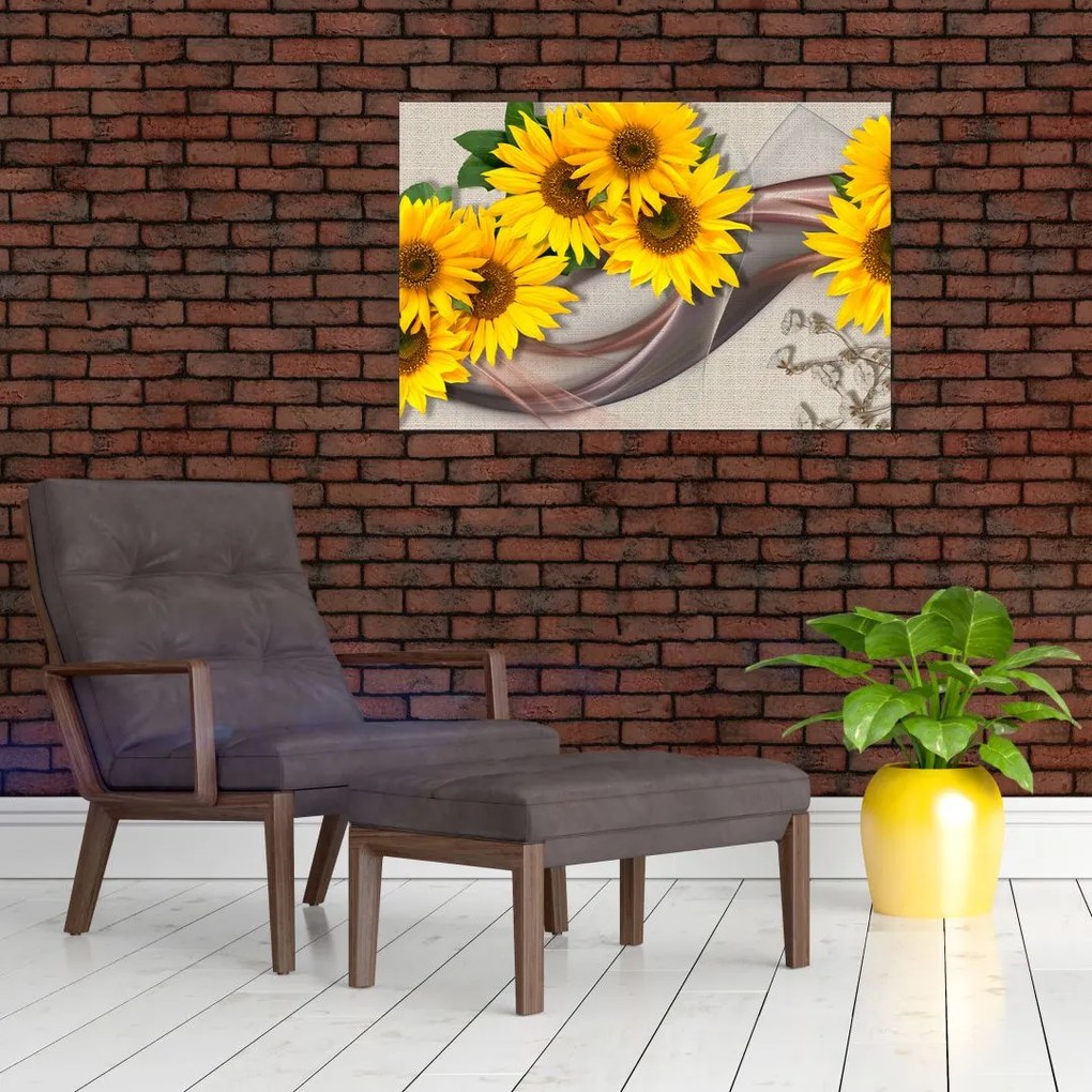 Tablou - Flori strălucitoare de floare soarelui (90x60 cm)