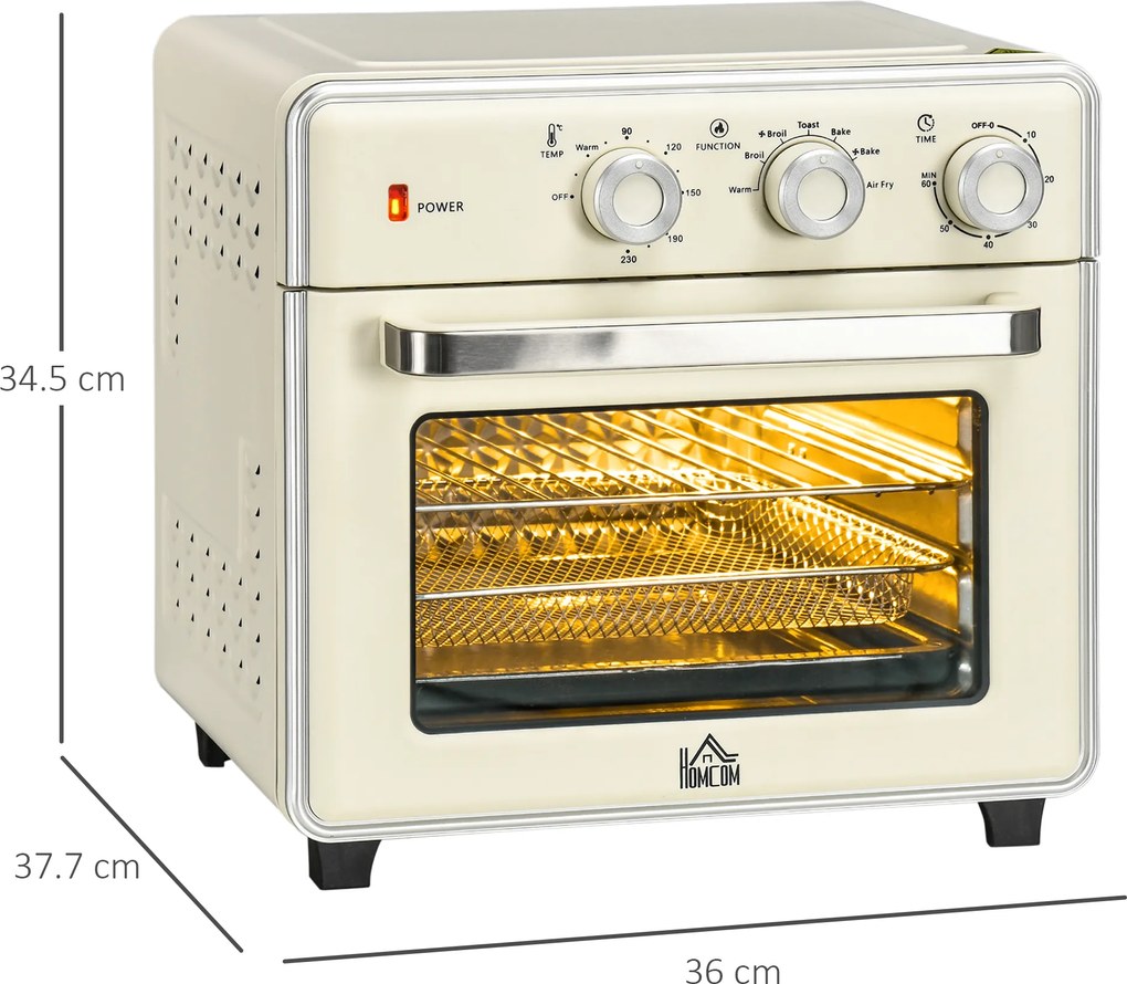 HOMCOM Mini Cuptor 5-in-1, Capacitate 20 L, 1400W, 1 Grătar, 1 Tavă, Timer 60 Min | Aosom Romania