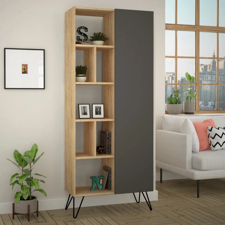 Biblioteca Jedda Bookcase, Stejar / Antracit